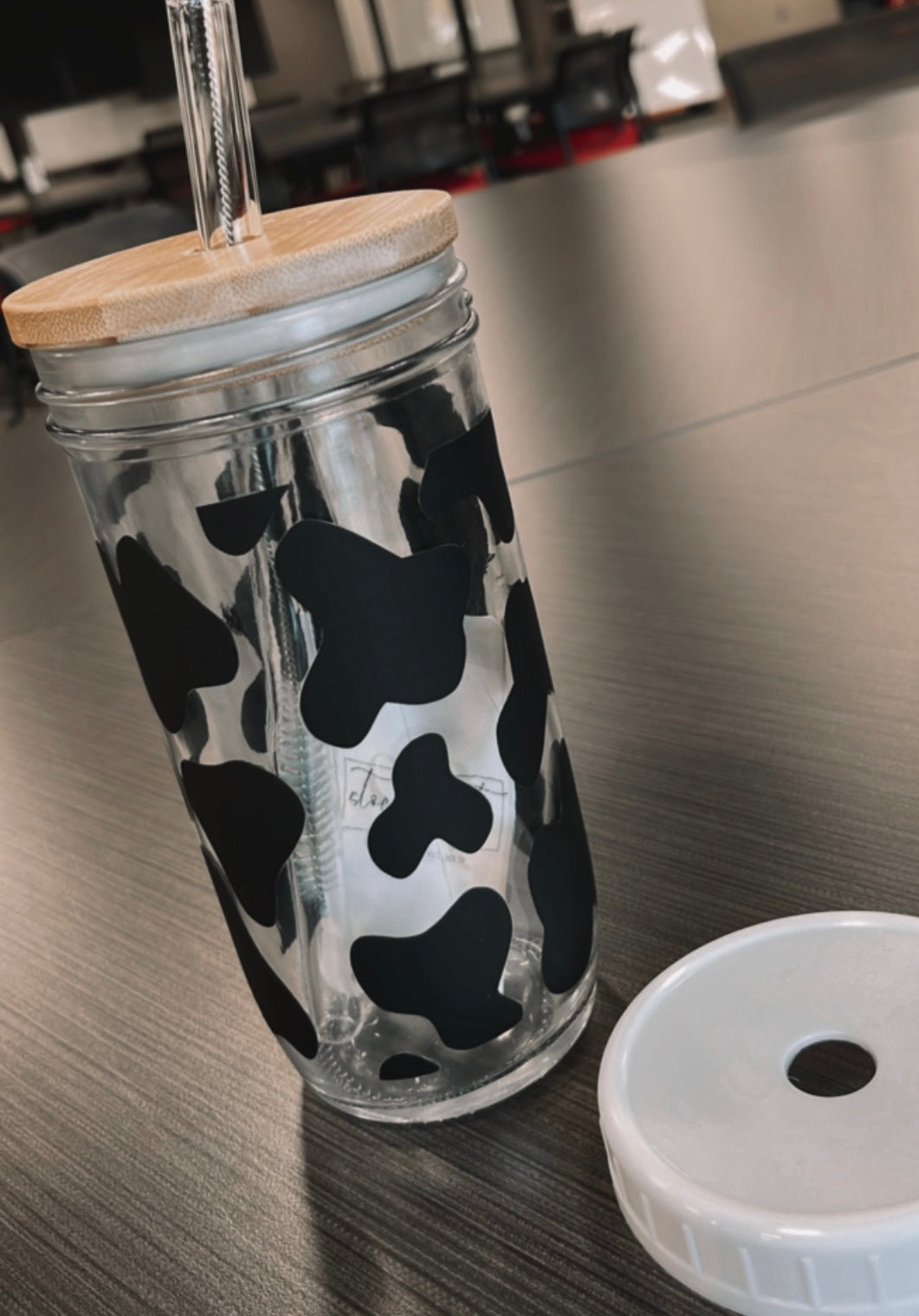 24oz Glass Cow Cup