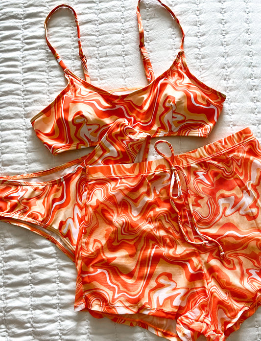Orange Dreamsicle Bikini with Matching Shorts