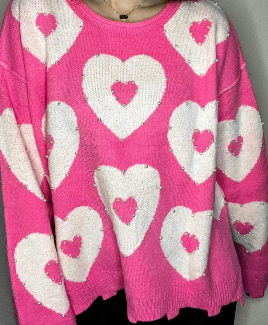 Pink Hearts Sweater